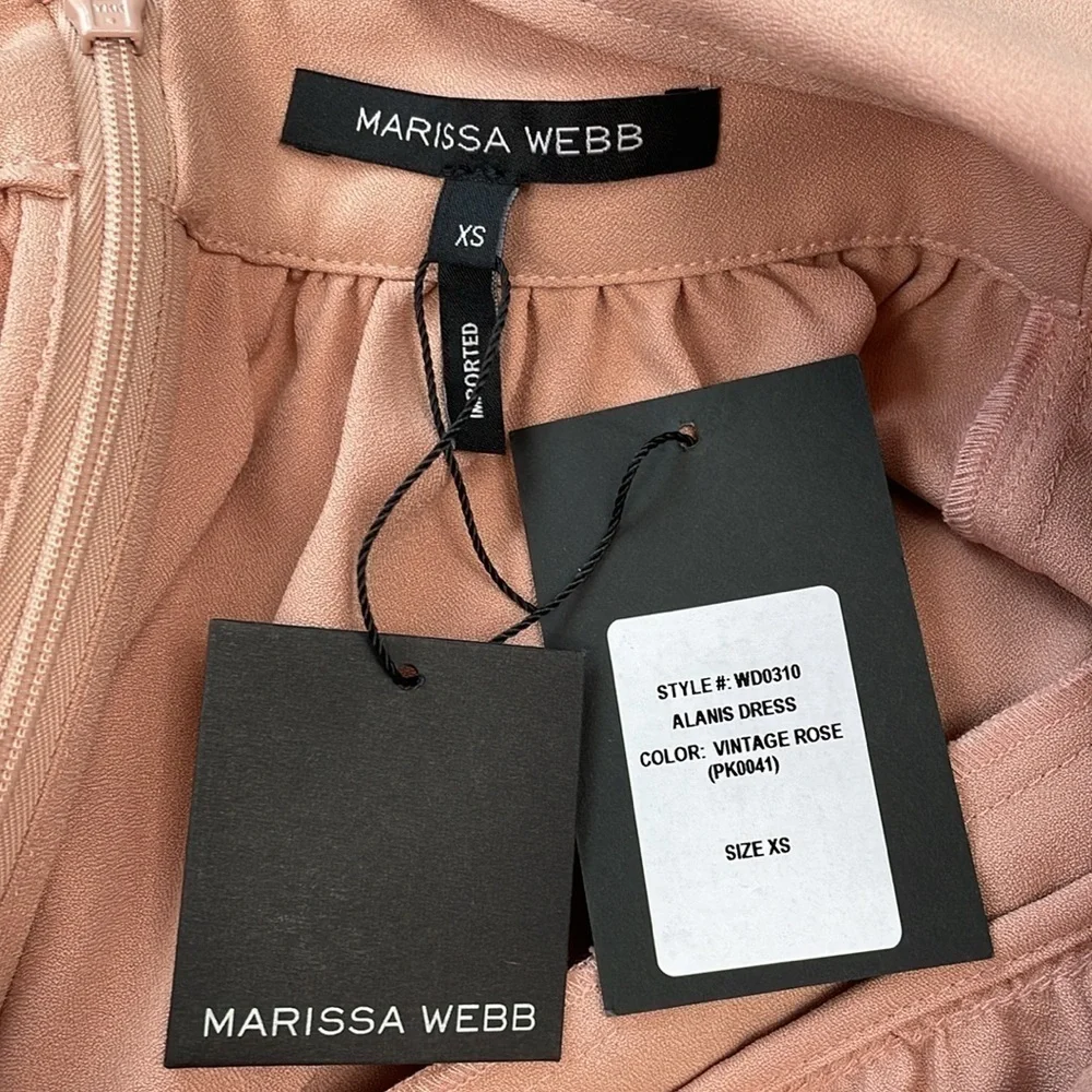 NWT Marissa Webb Alanis Dress Vintage Rose Pink Ruffle Mini Open Back Sz XS